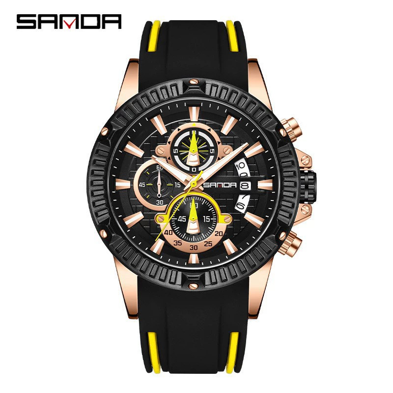 三达 Silicone quartz классический календарь, мужские часы, (跨境электронная торговля)