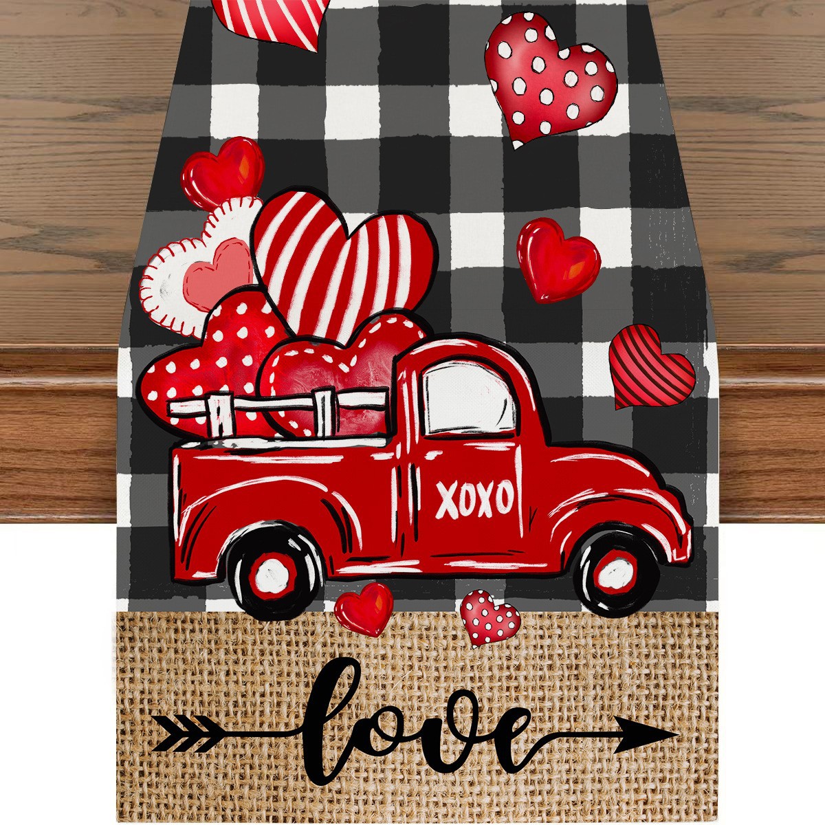 Artículos populares transfronterizos: Mantel para restaurante del Día de San Valentín, camino de mesa de lino con estampado de dibujos animados, mantel individual a prueba de polvo y resistente a las manchas, cubierta para mesa de café.