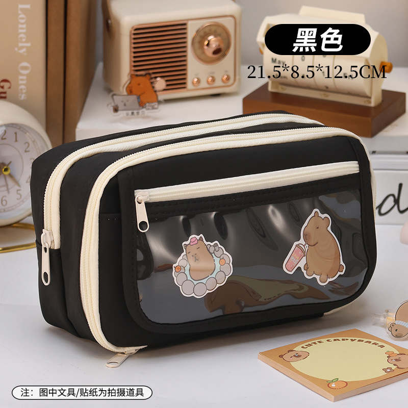 Nueva bolsa de papelería ins caja de lápices de almacenamiento de la escuela secundaria de gran capacidad versión coreana de la bolsa de lápices simple y transparente de alto valor multicapa