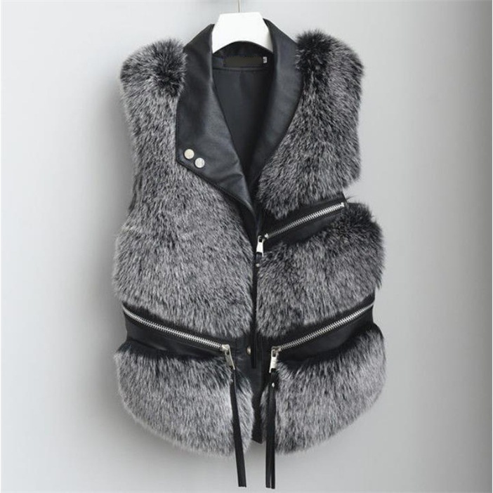 短款仿狐狸毛背心女批发  fashion women vest жилет