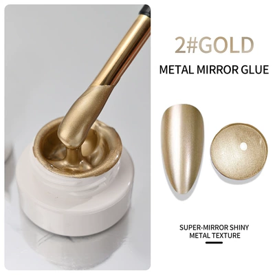 Nail art liquid mirror metallic gel, Dırnaq bəzəkləri - gy77-2-gold-mirror-adhesive