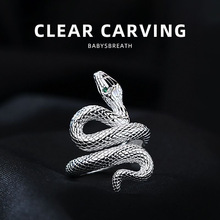 玖凤祥正品银饰 足银990立体灵蛇戒指 大王蛇 时尚潮流 精品 一件