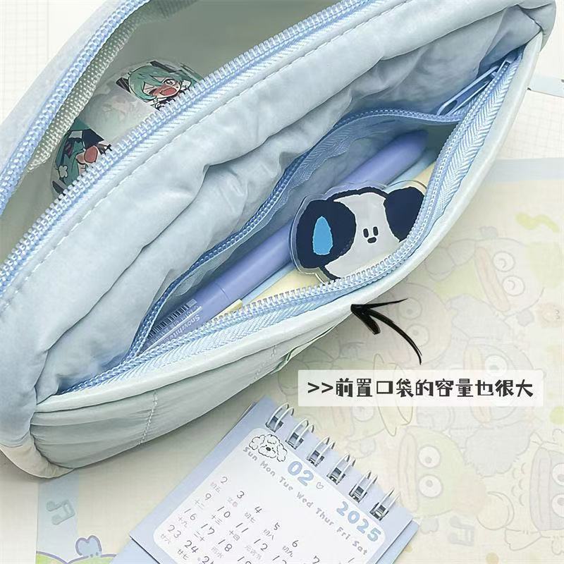 小红书爆款软fufu布丁拼色笔袋ins风简约高颜值大容量学生文具袋|undefined