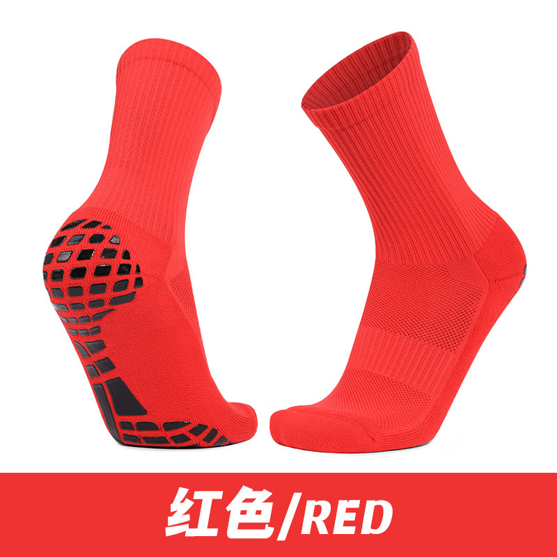 Calcetines de entrenamiento para hombre fondo de toalla gruesa amortiguación cómodo PVC dispensador antideslizante calcetines de fútbol de tubo medio transpirables que absorben el sudor