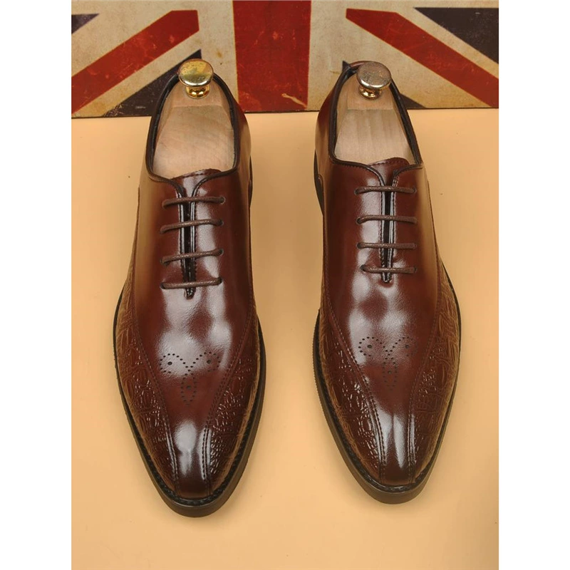 Кожаные туфли мужские ретро остроконечные в британском стиле нишевые дизайнерские туфли бизнес дерби свадебные туфли резные мужские туфли