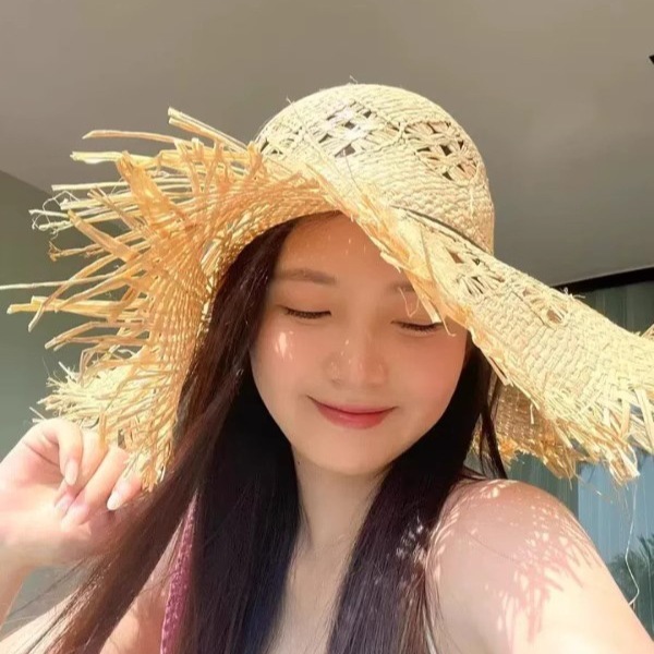 中空ラフィア帽子女性の夏フレンチスタイル中空大きなつば日焼け防止帽子海辺の写真休暇ビーチ帽子|undefined