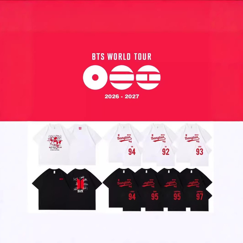 Bts 2026-2027 World Tour Arirang Merchandise Same Style Short-Sleeved T-Shirt Cotton for Men and Women Bts 2026-2027 World Tour Arirang Merchandise Same Style Short-Sleeved T-Shirt Cotton for Men and Women