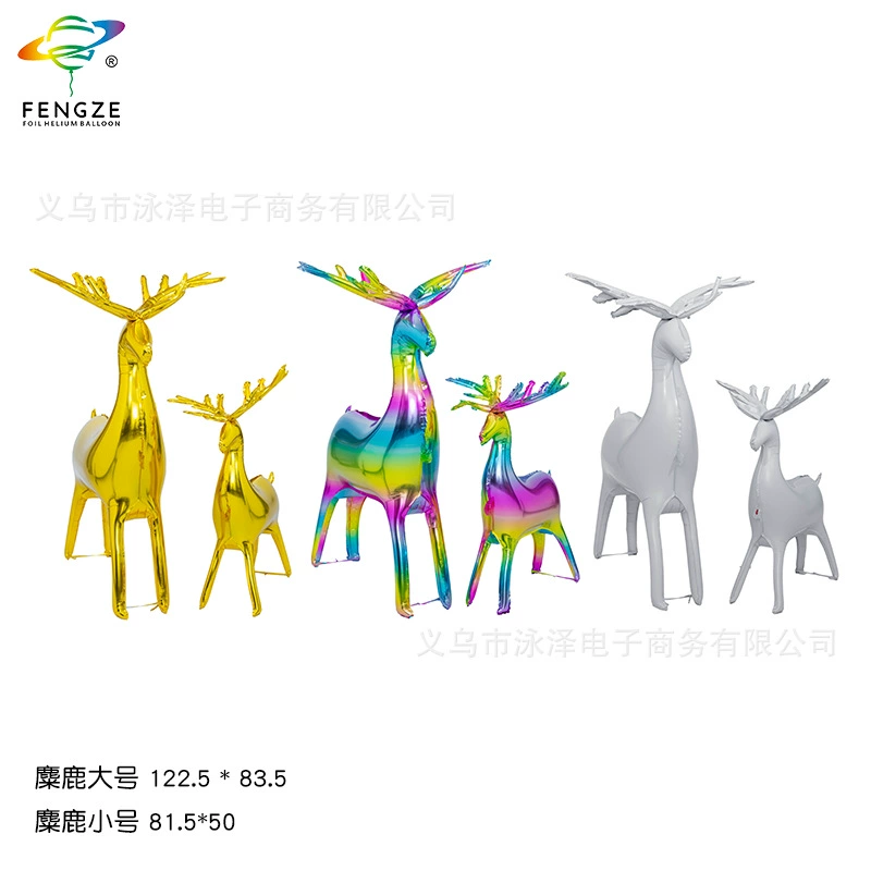 Надувные фигурки животных из алюминиевой фольги для трансграничной торговли, разноцветные декорации в виде оленей для вечеринок, оформление рождественской сцены, объемные фигуры