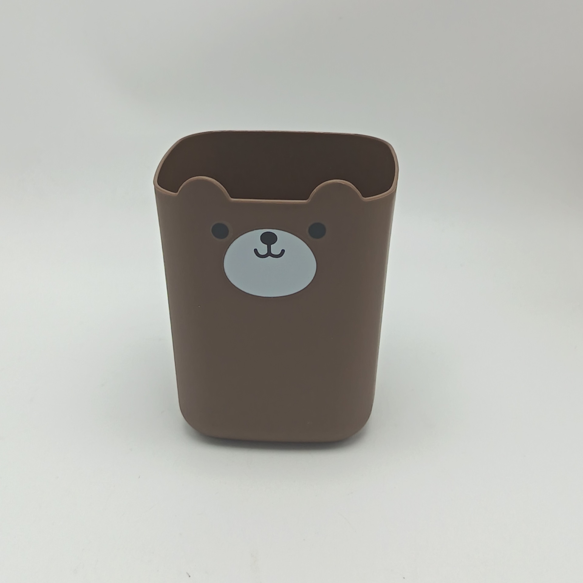 곰 사각 펜 홀더 소형 9*9*11 커피 색상