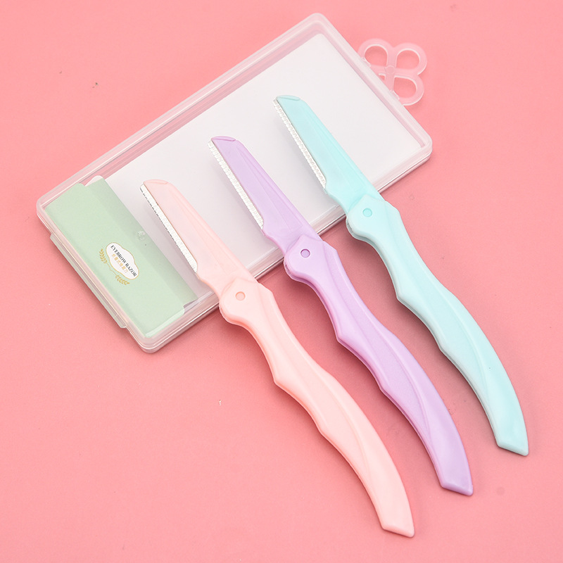 Raspador de Cejas de Acero Inoxidable para Principiantes, Cortador Plegable, Herramienta de Belleza Femenina