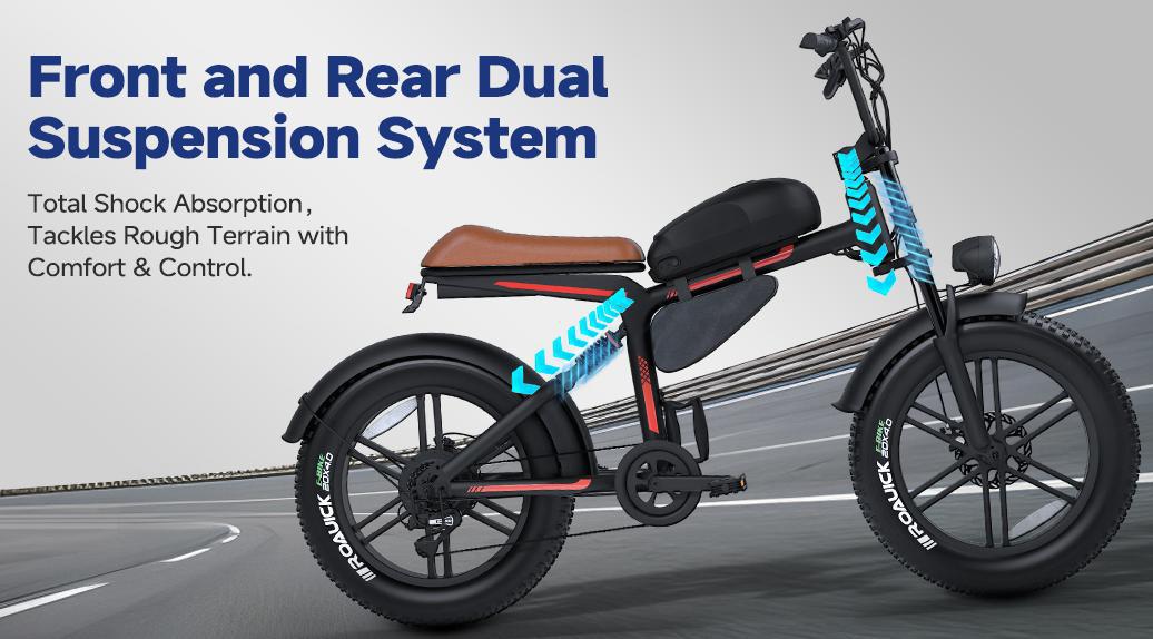 US ebike Electric Bicycle 20 inch Fat Tire Snow Beach Super73