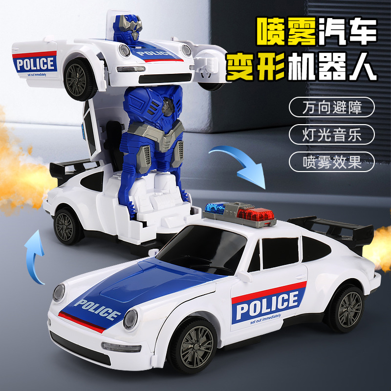El mismo tipo de rociador eléctrico de deformación de automóvil de policía de música iluminación universal automóvil robot de deformación automática
