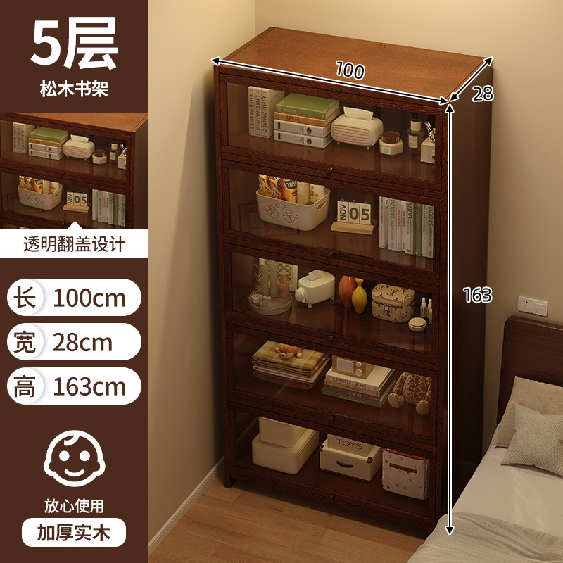 Mesita de noche de madera maciza estantería estante de piso a techo hogar a prueba de polvo gabinete de exhibición gabinete de almacenamiento dormitorio junto a la cama pequeña estantería