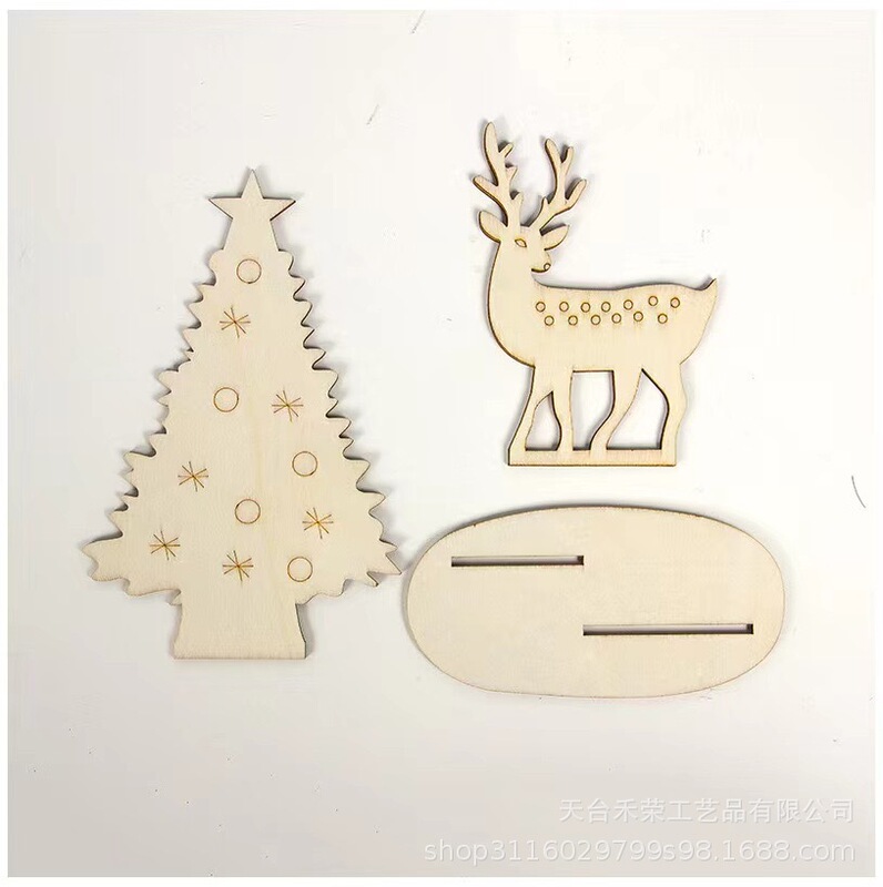 Wooden New Christmas Decorations Wooden Stitching Santa Claus Decorative Ornaments Creative Handmade Homemade Ornaments