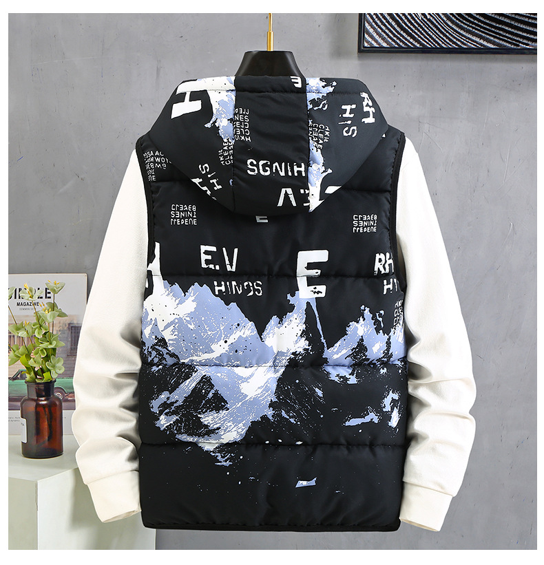 Daunenweste Herbst und Winter Neue Herrenbekleidung Kurzmantel auf beiden Seiten Lose Kapuze Beliebtes Baumwoll-Tanktop_voghion.com