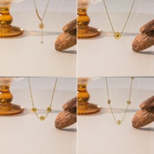 日系ins钛钢雏菊项链百搭小众设计潮流流行花朵吊坠锁骨链项饰女