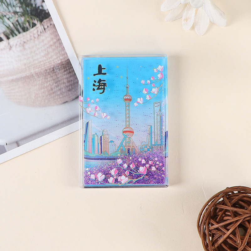 木製冷蔵庫マグネット カスタムメイド クリエイティブ マグネット式 文化的・創造的なDIY 上海観光名所 エポキシ樹脂製お土産グッズ