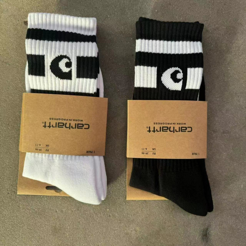 Foreign Trade Carhart Embroidered Trendy Brand Socks for Men and Women Medium Tube Pure Cotton Sports Thickened Towel Bottom Basketball Calf Stockings