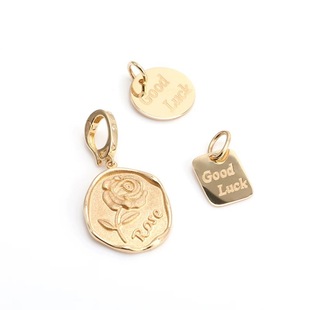 18K Gold Small Pendant Lucky Tag Pendant Au750 Necklace Color Gold Bracelet Pendant K Gold Pendant Exquisite and Fashionable