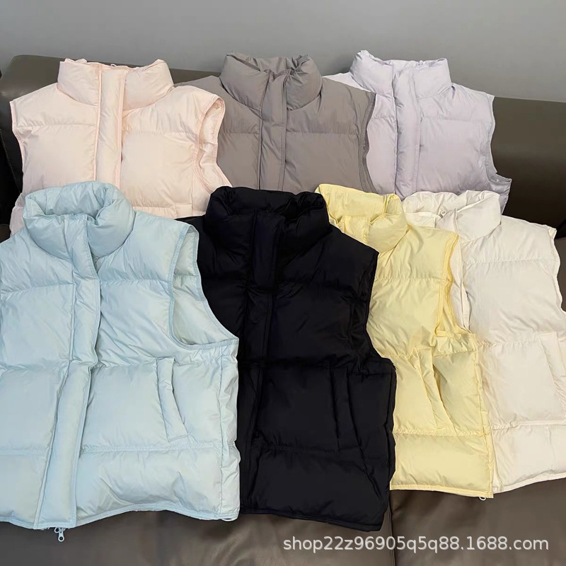 Candy Color 2025 Winter 90 White Duck down Women's Flat Lake down Jacket Vest Solid Color Waistcoat Age-Reducing Fashion Slimming