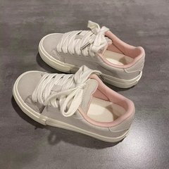 2025 春夏新作ニッチ学生厚底パンシューズトレンディな多用途白靴インソフトソールシューズ女性用