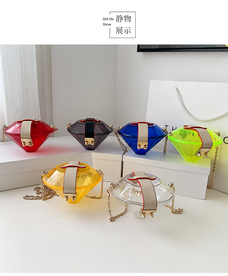 New Diamond-shaped Transparent Candy Color Shoulder Bag Wholesale Nihaojewelry display picture 15