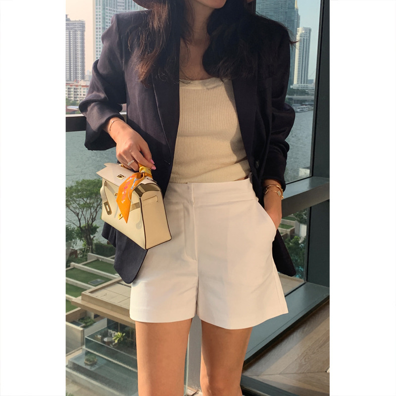 Women's Suit Shorts, Summer 2026 New Popular Style, Thin Outerwear, Petite High-Waisted 3-Point A-Line Wide-Leg Pants