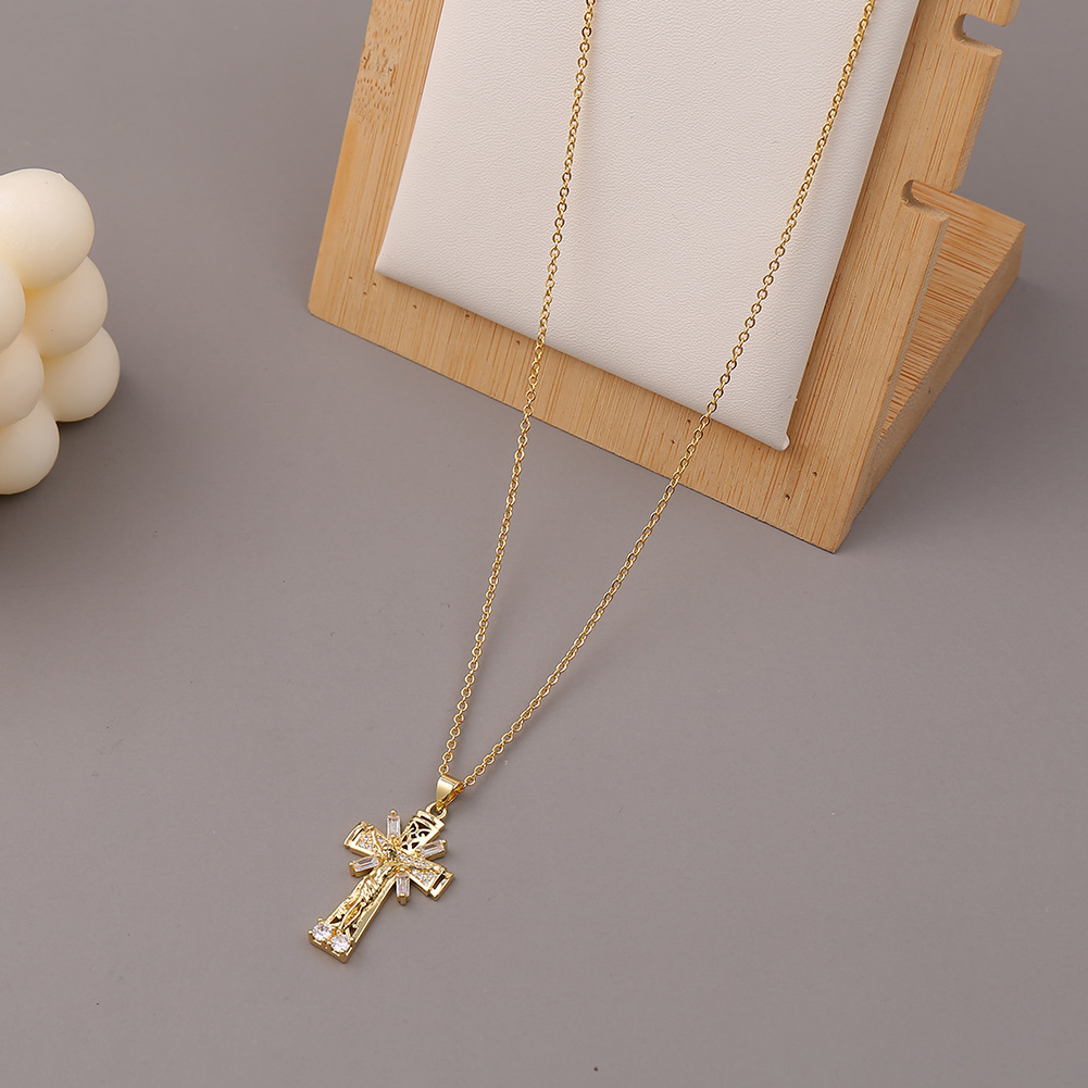 retro religious geometric necklace