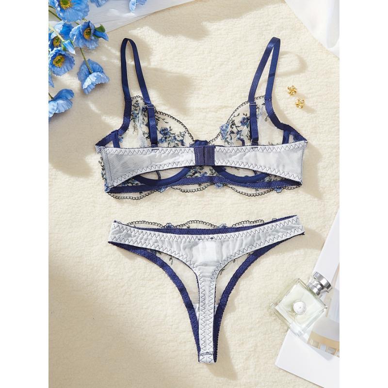 2026 otoño y invierno comercio exterior transfronterizo nuevo diseño floral femenino sexy ropa interior set medio