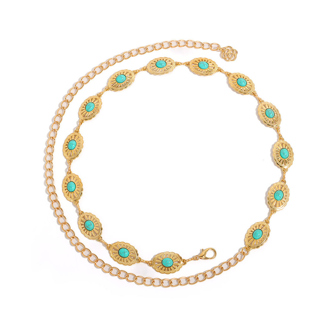 Böhmische Türkis Bauchkette Vintage Ethno Körperkette Für Damen_voghion.com