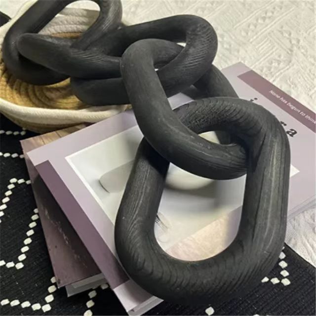 País estilo Paulownia madera familia Cadena de madera fiesta decoración del hogar nudo de madera Fondo 5 anillos Cadena de madera adornos de escritorio