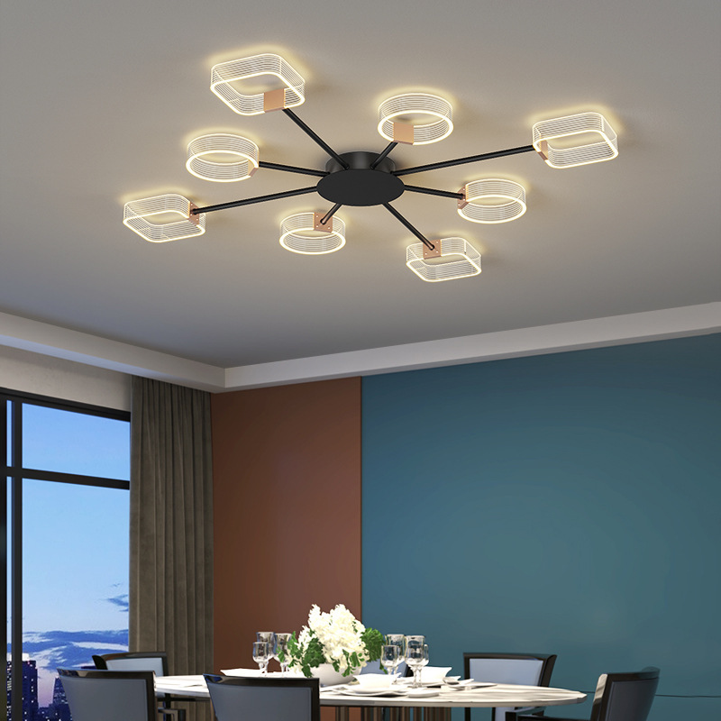 工場直販低電圧パラレル LED ライト 68/10 ヘッドリビングルームの天井ランプ正方形と円形のアクリルランプシェード寝室のライト|undefined