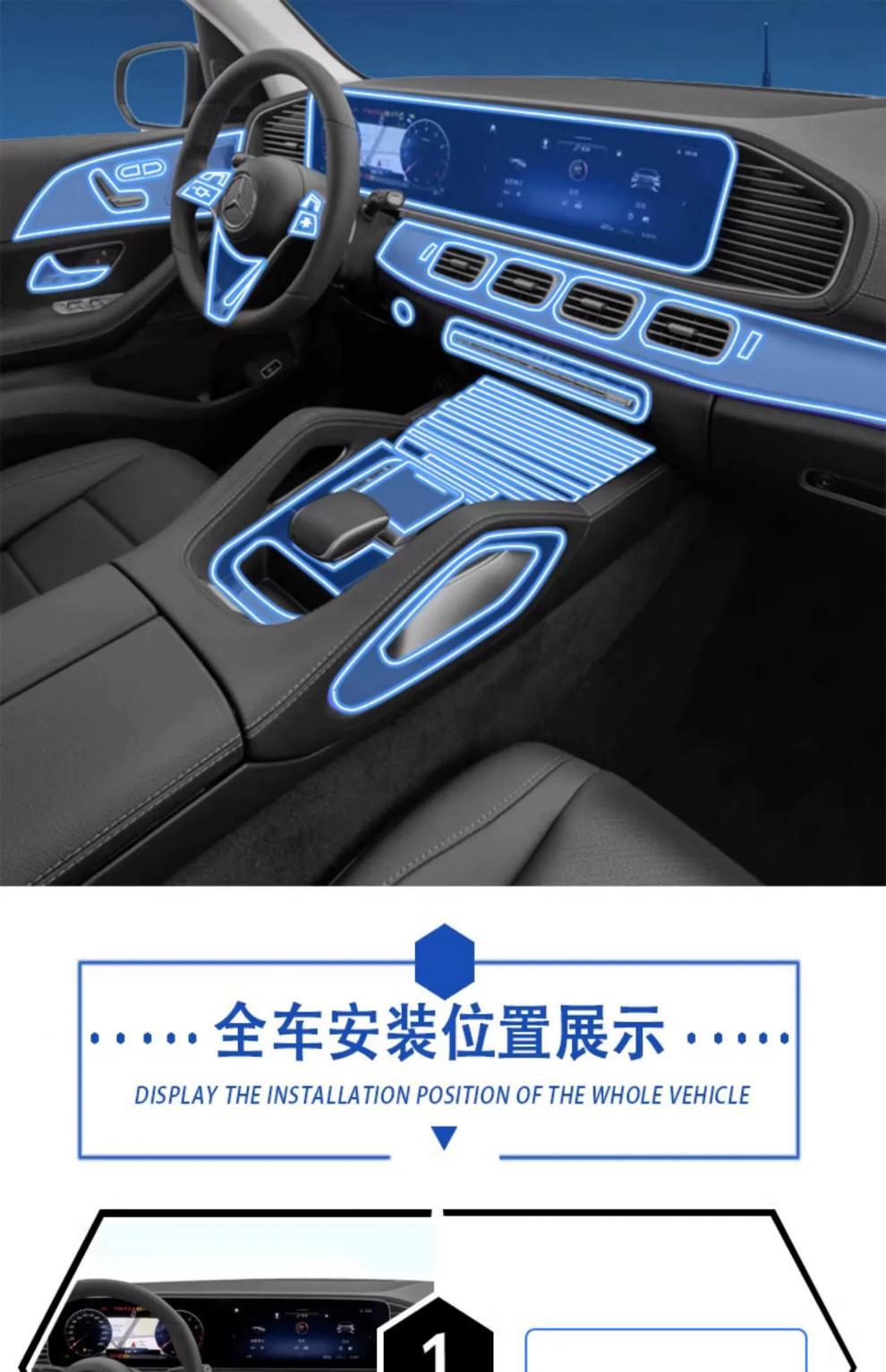 20-25 Mercedes-Benz Gle/Gls Interior Film 350450 Central Control Instrument Navigation Gear Film Screen Film Protection-Tpu