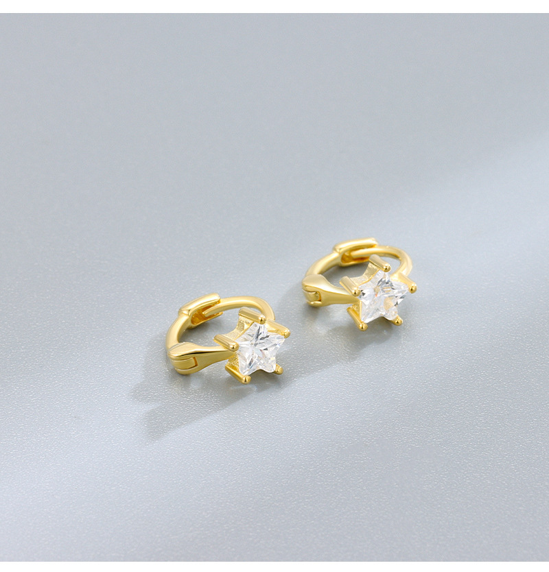 1 Pair Simple Style Star Plating Inlay Sterling Silver Zircon Hoop Earrings display picture 3