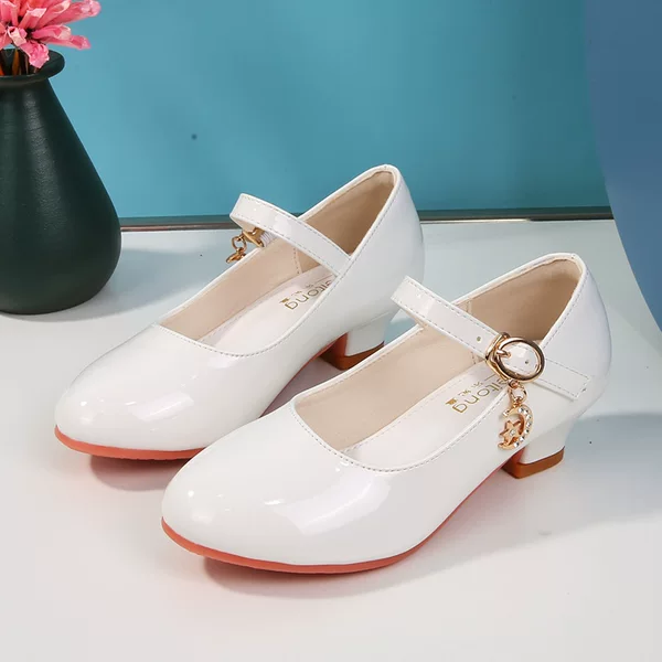 Girls' High-Heeled Shoes 2026 New Style White Princess Leather Children's Shoes Performance Student Shoes Size 25-40 Kidsren's Dance Shoes 5