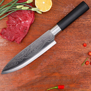 Household kitchen knife suit sharp chef knife stainless steel kitchen knife Bone cutter fruit knife laser pattern meat cutter