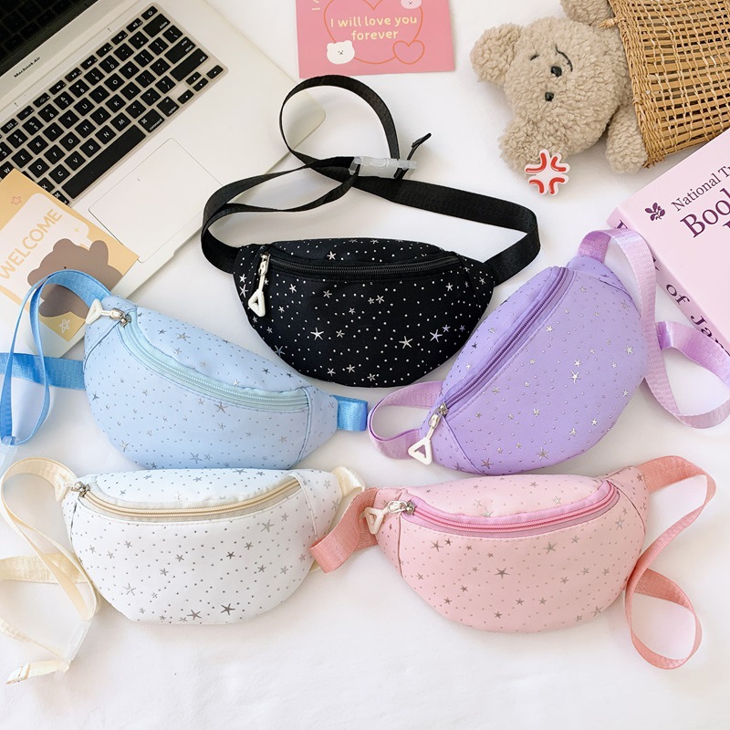 New children's bag, fresh and simple, star-shaped waist bag for girls, stylish and versatile crossbody bag, suitable for outings, parent-child bag, phone bag