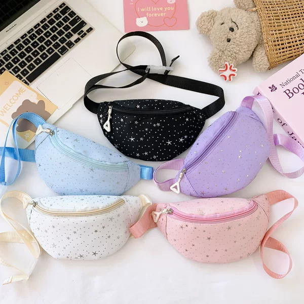 New children's bag, fresh and simple, star-shaped waist bag for girls, stylish and versatile crossbody bag, suitable for outings, parent-child bag, phone bag