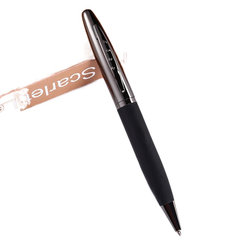 En stock negro mate textura negocio bolígrafo rotulación Logotipo de alta calidad metal firma pluma de aceite pluma de publicidad