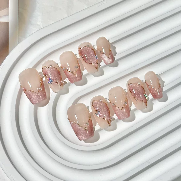 Purely Handmade Wearable Nails, Handmade Short Ladder High-Quality Boutique Manicure, Fake Nail Patches, High-End Whitening Wholesale Finished Products