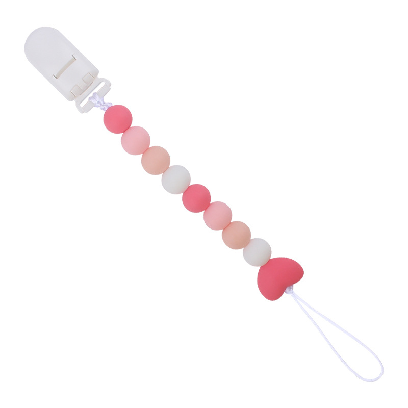 Bebé suministros chupete cadena creativa de dibujos animados amor cuentas de silicona mordedura cadena anti-gota molar Nuevo