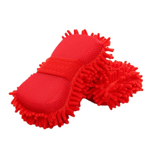 Large coral velvet car wash 8-character sponge block car wash glove water-absorbent Chenille cleaning rag car wash glove