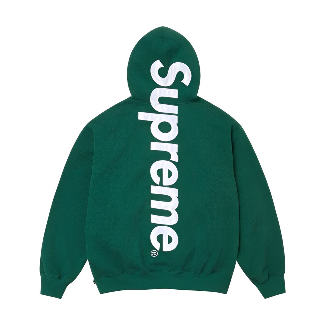 Supreme Satin Applique Hooded Sweater Dark Green