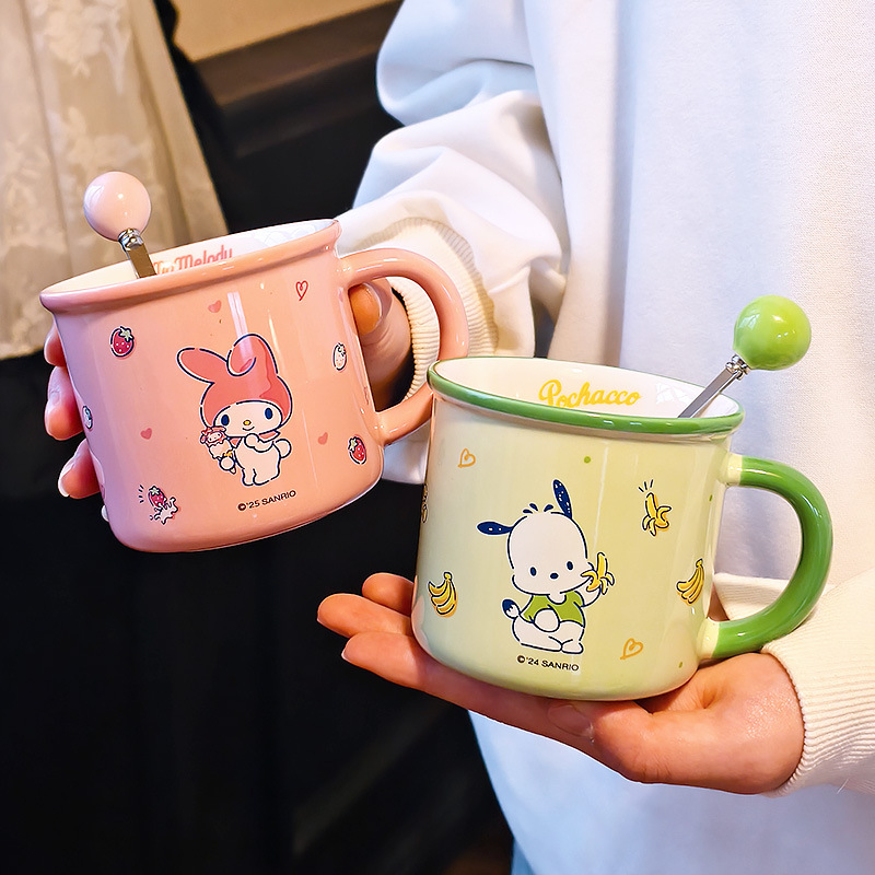 三丽鸥马克杯卡通家用陶瓷喝水杯可爱创意儿童牛奶杯学生敞口杯子