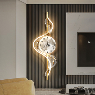 Living Room Clock Decorative Painting Grille Light Luxury Creative Wall Lamp Clock Wall Hanging Modern Simple Three-dimensional Nine Fish Picture Wall Clock