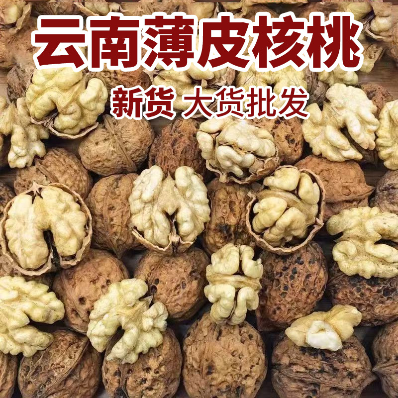 云南薄皮核桃丑核桃新货纸皮薄壳跑江湖地摊干山核桃麻子核桃批发