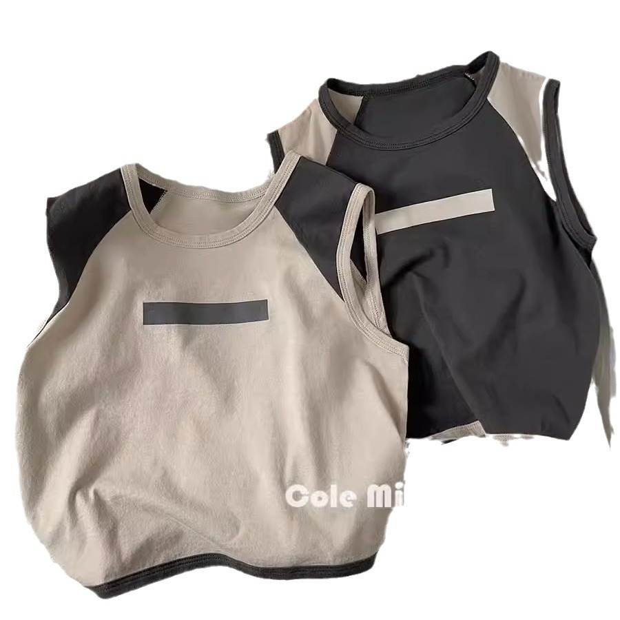 Tonizado ~ chaleco de niño coreano de verano, camiseta sin mangas, camiseta de niña, camiseta de obstáculo delgada