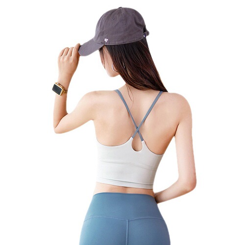 Autumn new style sports suit, women's vest-style push-up bra with thin straps, backless outerwear fitness camisole yoga bra