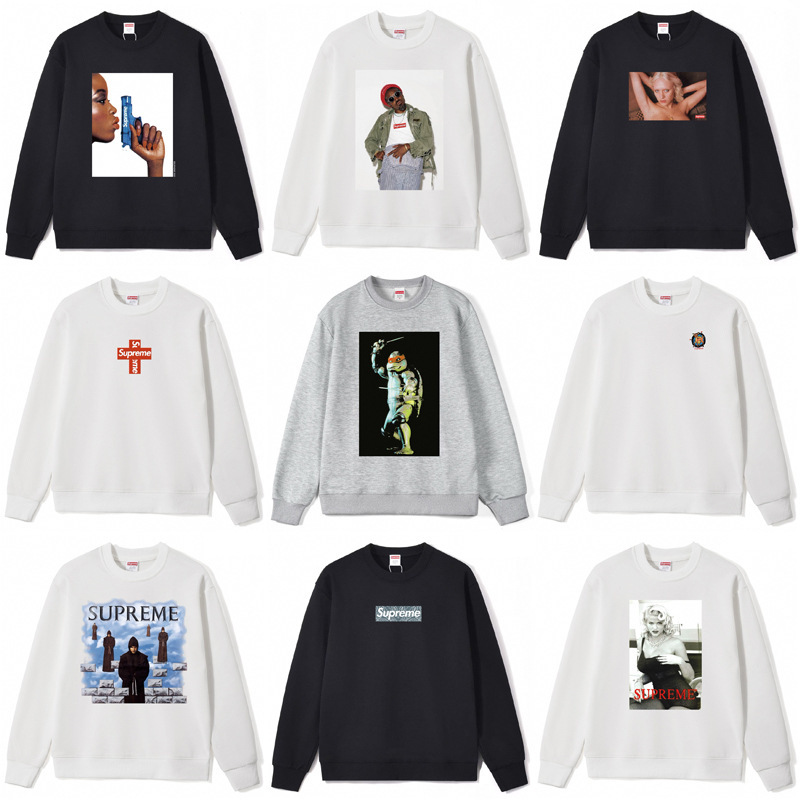 Cross-Border Supply Export Wholesale Trendy Brand Supreme Sweatshirt American Box Classic Heavy Top Long-Sleeved Jacket 2
