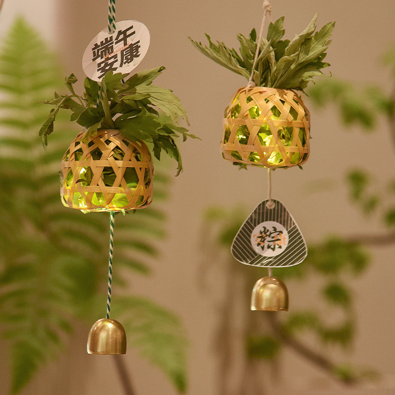 Dragon Boat Festival Lucky Basket with Mugwort Hanging Ornaments DIY Handmade Zongzi Pendants, Sachets, Bells, Car Hangings, Door Hangings, Decorative Items